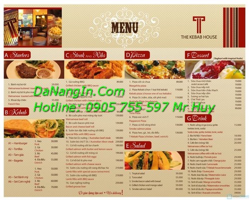 Cung cấp menu cho nhà hàng khách sạn resort Đà Nẵng