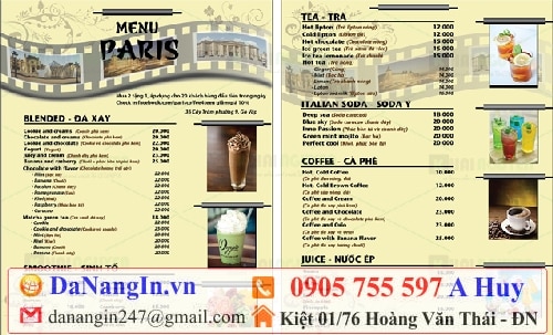 làm menu tại Đà Nẵng giá rẻ,0905 755 597 A Huy - danangin.vn,thiết kế menu cafe quán nhậu trà sữa,menu quán ăn vặt,làm menu chống nước,làm đồng phục lấy gấp