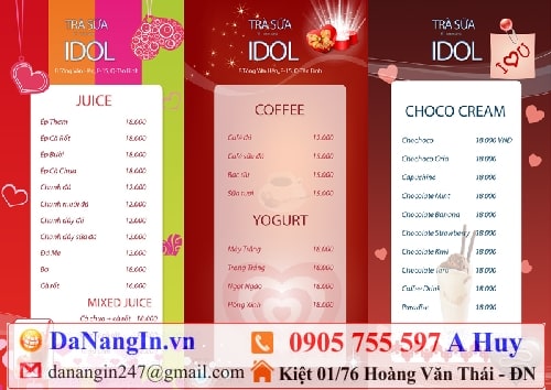 kích thước menu cafe,làm menu lấy gấp,địa chỉ làm menu nhanh đẹp độc rẻ,ở đâu in menu lấy ngay,in menu name card,in ấn đà nẵng,in áo đồng phục quán cafe 24h LH 0905 755 597 A Huy - Danangin.vn